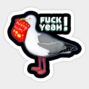 impudent seagull with chips Sticker